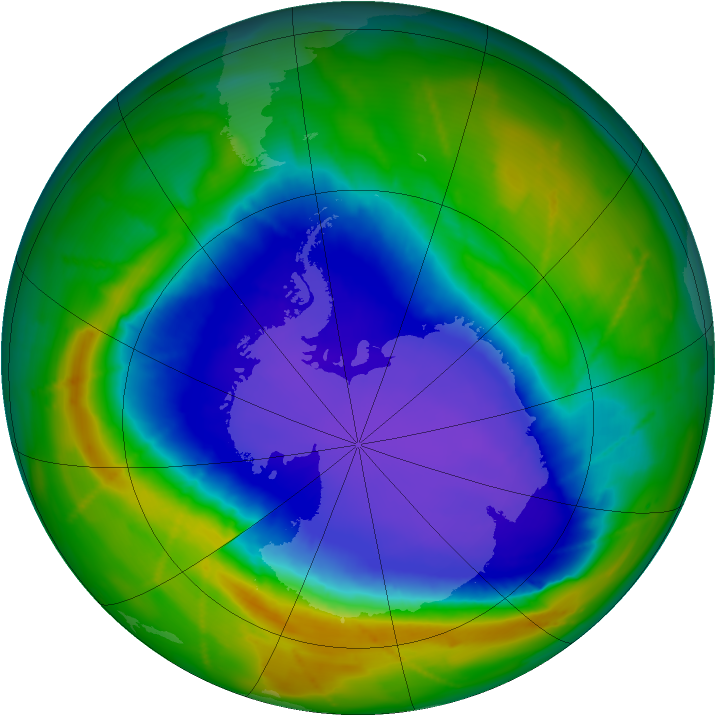 Antarctic ozone map for 07 October 2010